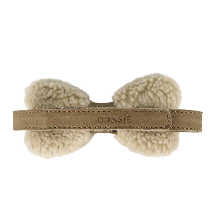 Furro Bow Tie | Beige Curly Faux Fur
