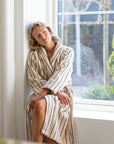 OEKO-TEX® Adult / Teen Organic Cotton Bathrobe | Creme & Ink