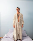 OEKO-TEX® Adult / Teen Organic Cotton Bathrobe | Creme & Ink