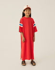 Bicolor Bands Red Dress
