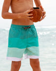 F4A | Wave Stripe Lined Volley Trunk | Lagoon