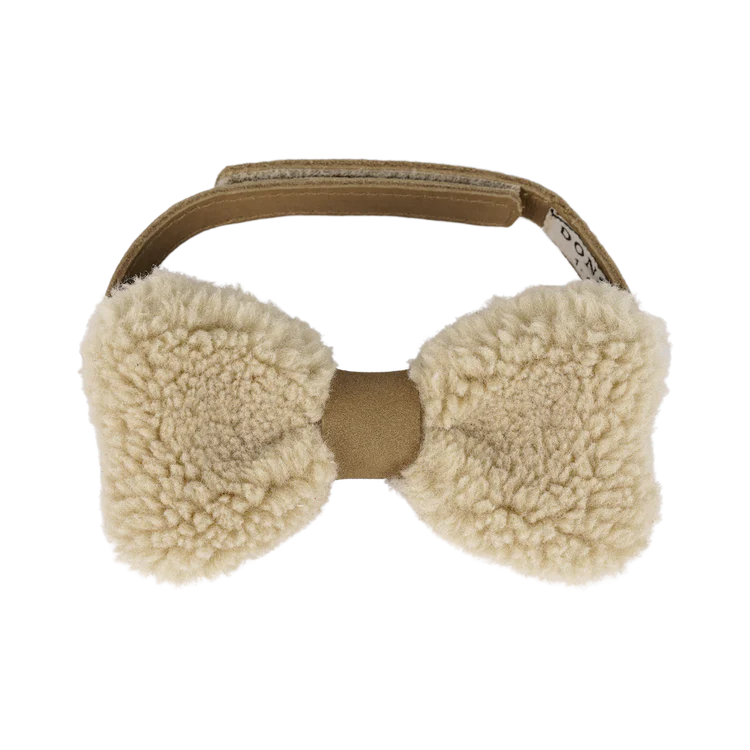 Furro Bow Tie | Beige Curly Faux Fur