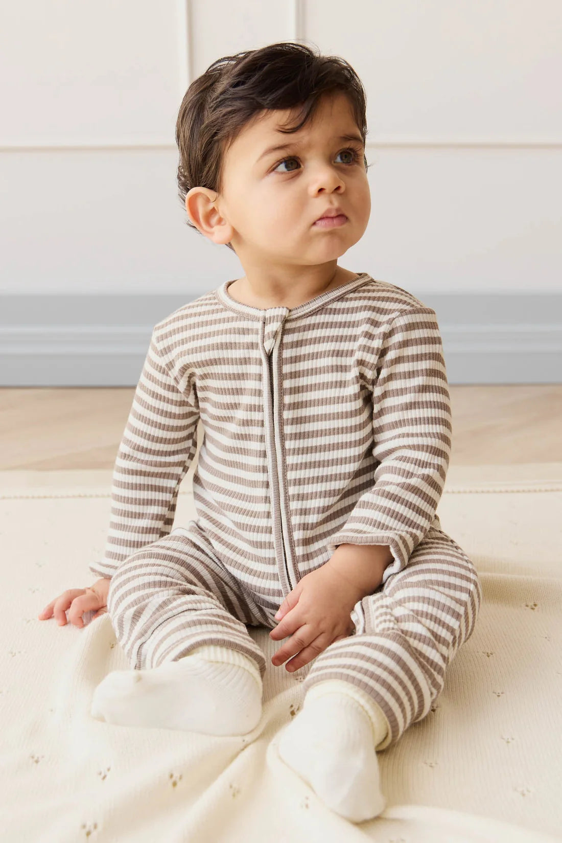 JK | Organic Cotton Modal Gracelyn Onepiece | Tweed & Cloud Stripe