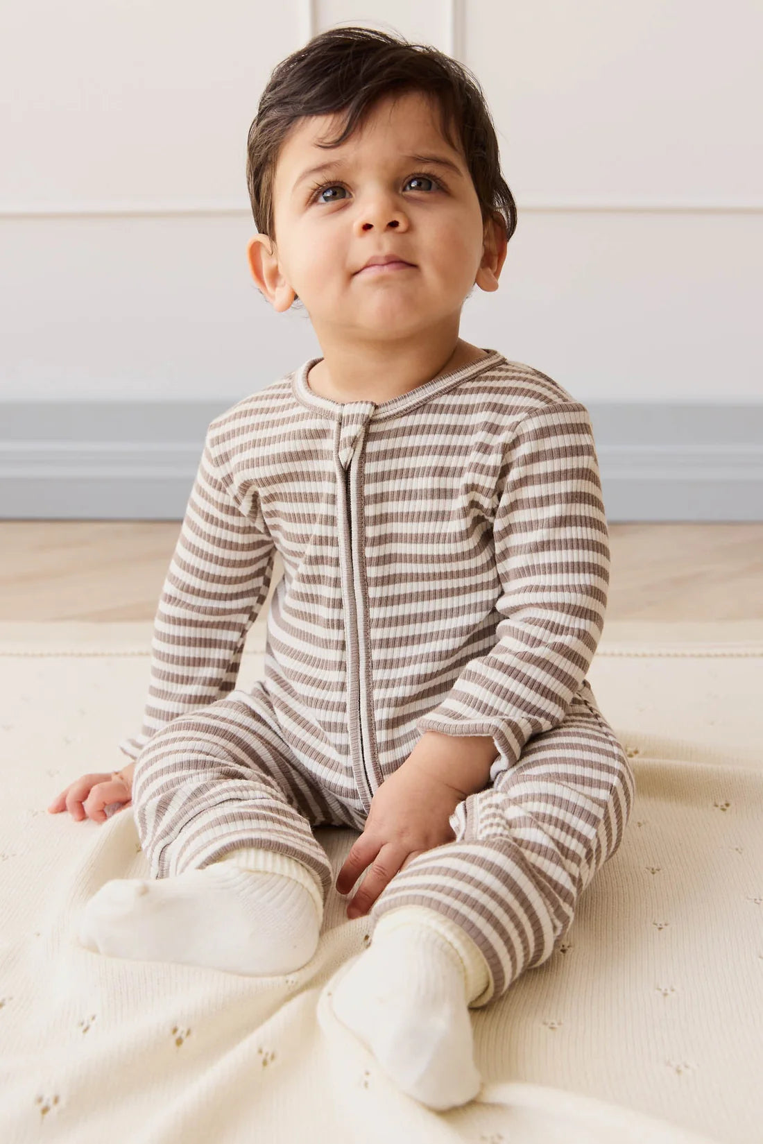 JK | Organic Cotton Modal Gracelyn Onepiece | Tweed & Cloud Stripe