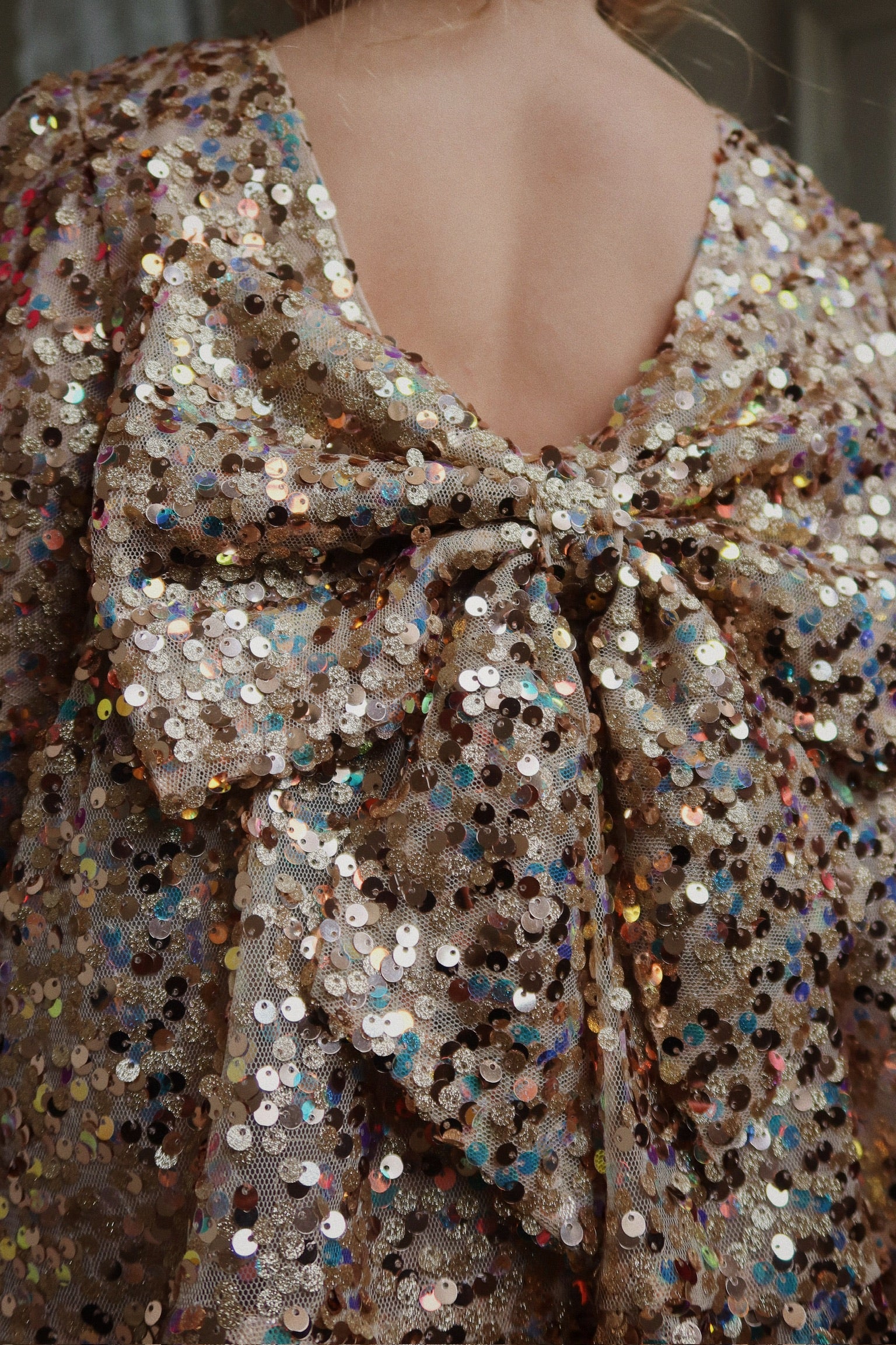 KONGE SLJD ~ Lila Sequins Bow Dress | Gold Glitter  Looby Doo