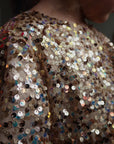 Lila Sequins Bow Dress | Gold Glitter