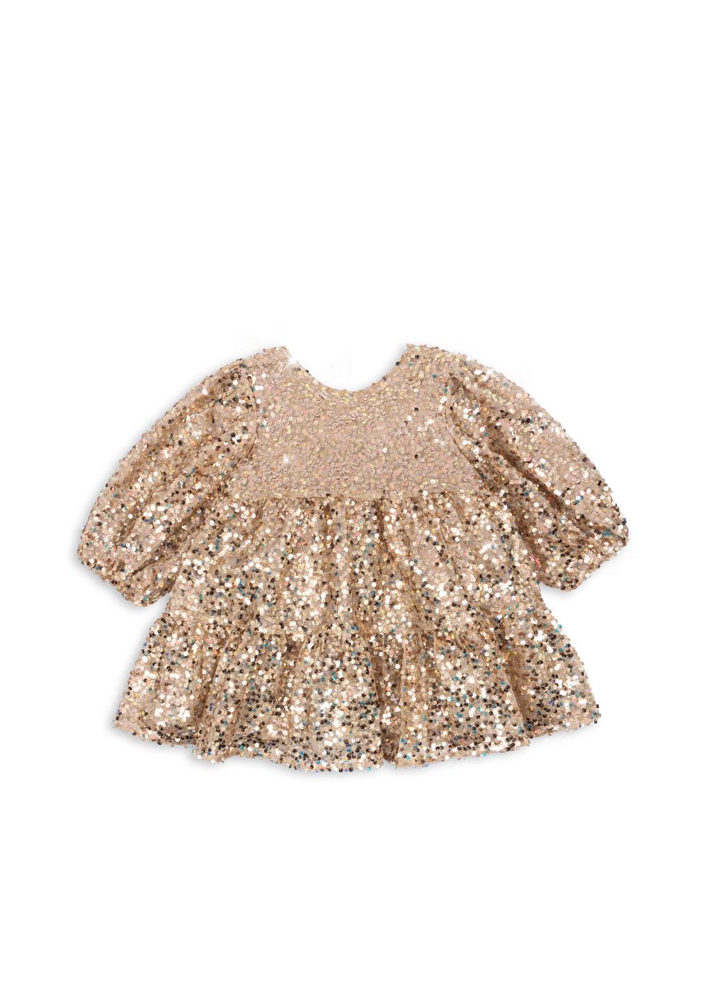 KONGE SLJD ~ Lila Sequins Bow Dress | Gold Glitter Looby Doo KONGE SLJD ~ Lila Sequins Bow Dress | Gold Glitter Looby Doo