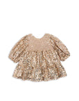 Lila Sequins Bow Dress | Gold Glitter