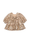 Lila Sequins Bow Dress | Gold Glitter