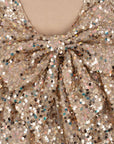 Lila Sequins Bow Dress | Gold Glitter