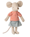 Stuffed mouse toy wearing a striped shirt and skirt - Sister Mouse - Big Sister