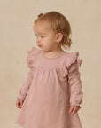 Long Sleeve Flutter Dress | Rose