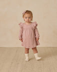 Long Sleeve Flutter Dress | Rose
