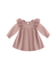 Long Sleeve Flutter Dress | Rose