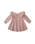 Long Sleeve Flutter Dress | Rose