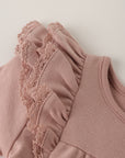Long Sleeve Flutter Dress | Rose