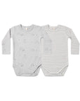 Jersey Bodysuit 2Pk | Squirrel, Cloud Stripe