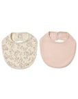 Jersey Snap Bib 2Pk | Floral Vine, Dusty Rose