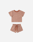 Boxy Pocket Tee + Shorts Set | Poppy Stripe