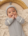 Knotted Baby Gown + Hat Set | Ocean Stripe