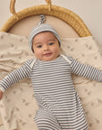 Knotted Baby Gown + Hat Set | Ocean Stripe