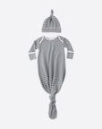 Knotted Baby Gown + Hat Set | Ocean Stripe