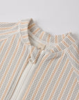 Zip Rashguard One-Piece | Blue + Butterscotch Stripe