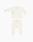 Quincy Mae | Newborn Wrap Top + Footed Pant Set | Ivory