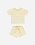 Quincy Mae | Pocket Tee + Short Set | Yellow Stripe