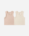 Ribbed Tank Set | Shell, Heathered Blush