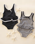 Skirted One-Piece | Black Gingham