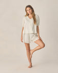 Womens Delilah Pajama Set | Seafoam Railroad Stripe