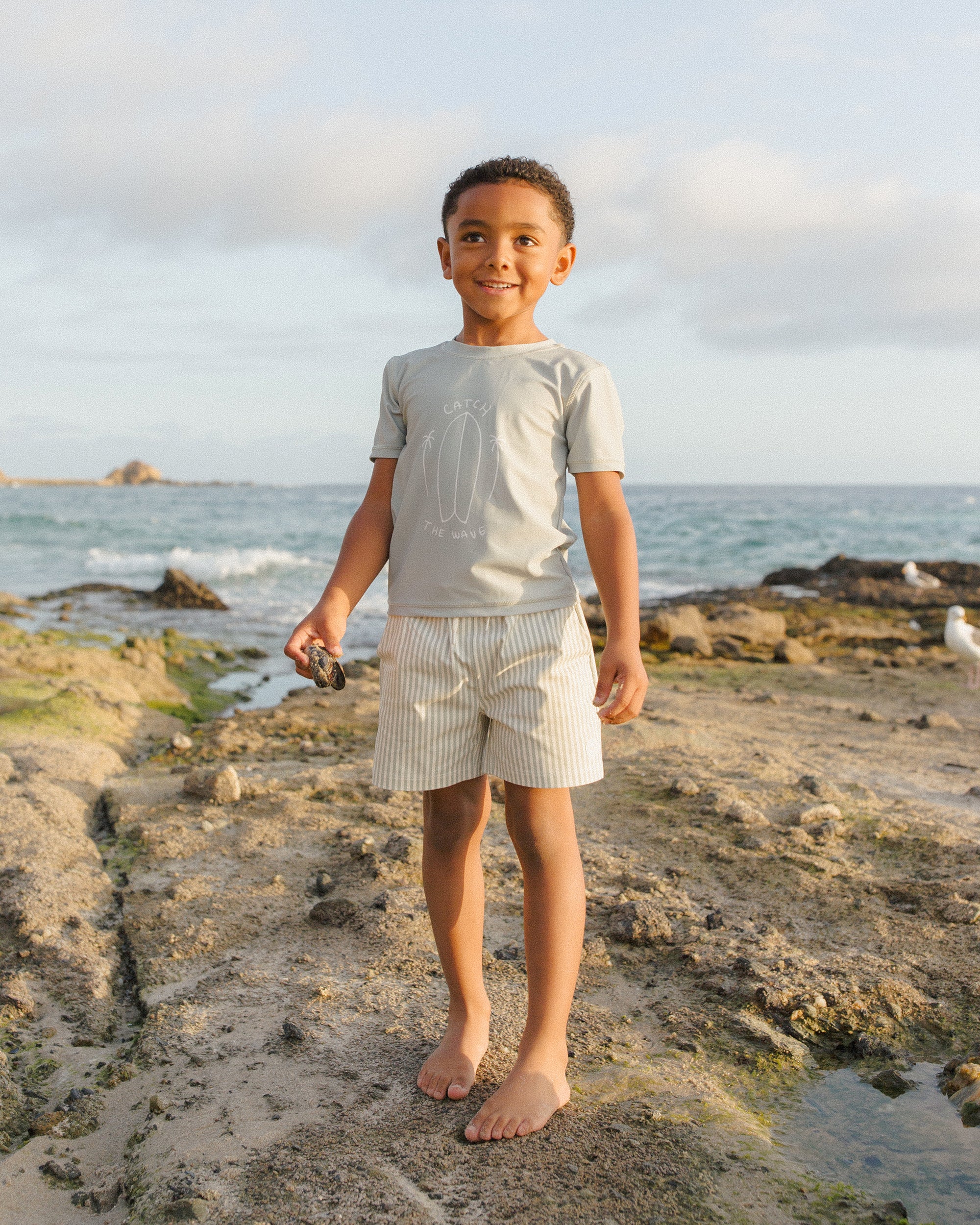 Ryee+Cru | Boardshort | Sage Stripe