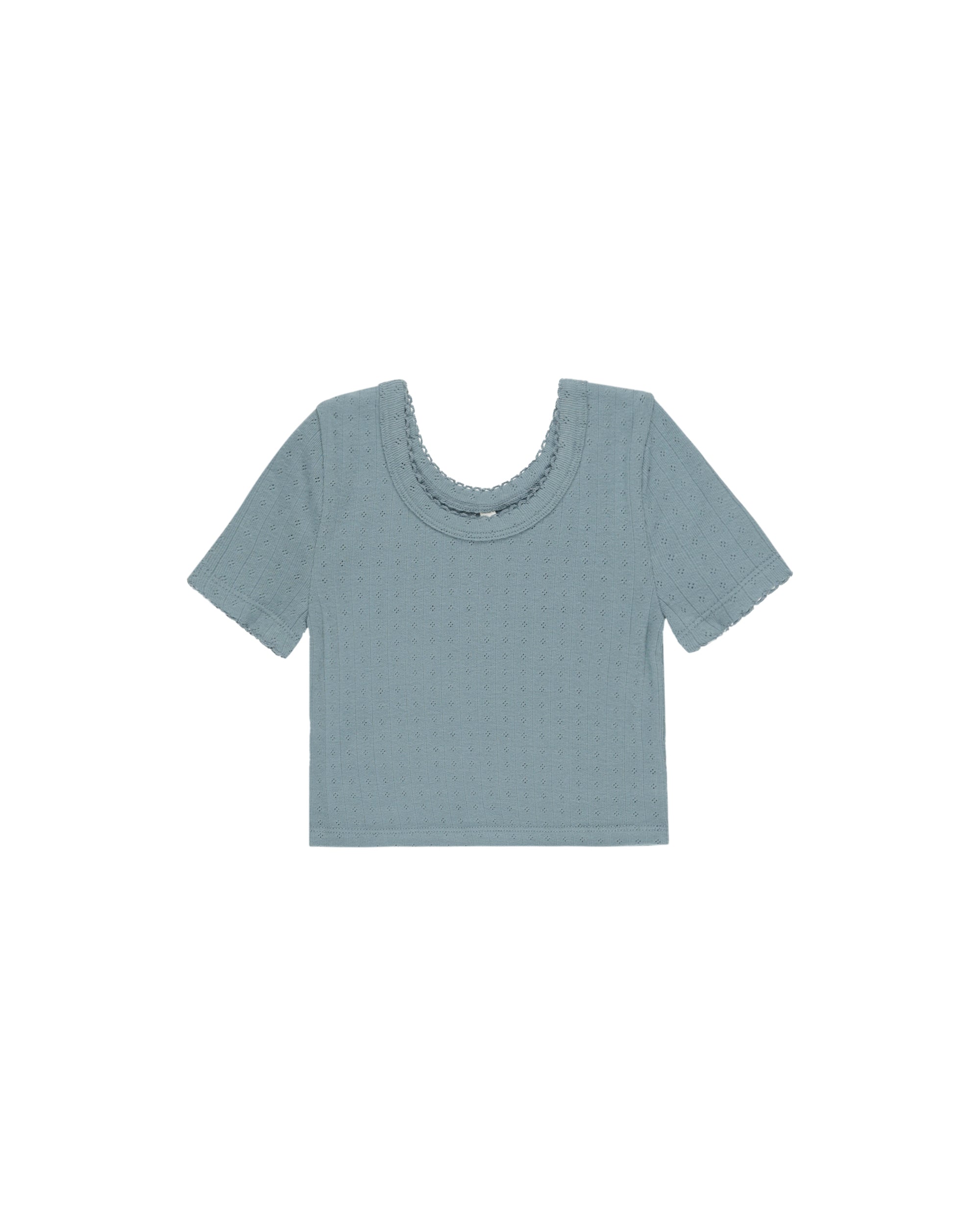 RyleeCru | S25 D3 | Pointelle Tee | Ocean