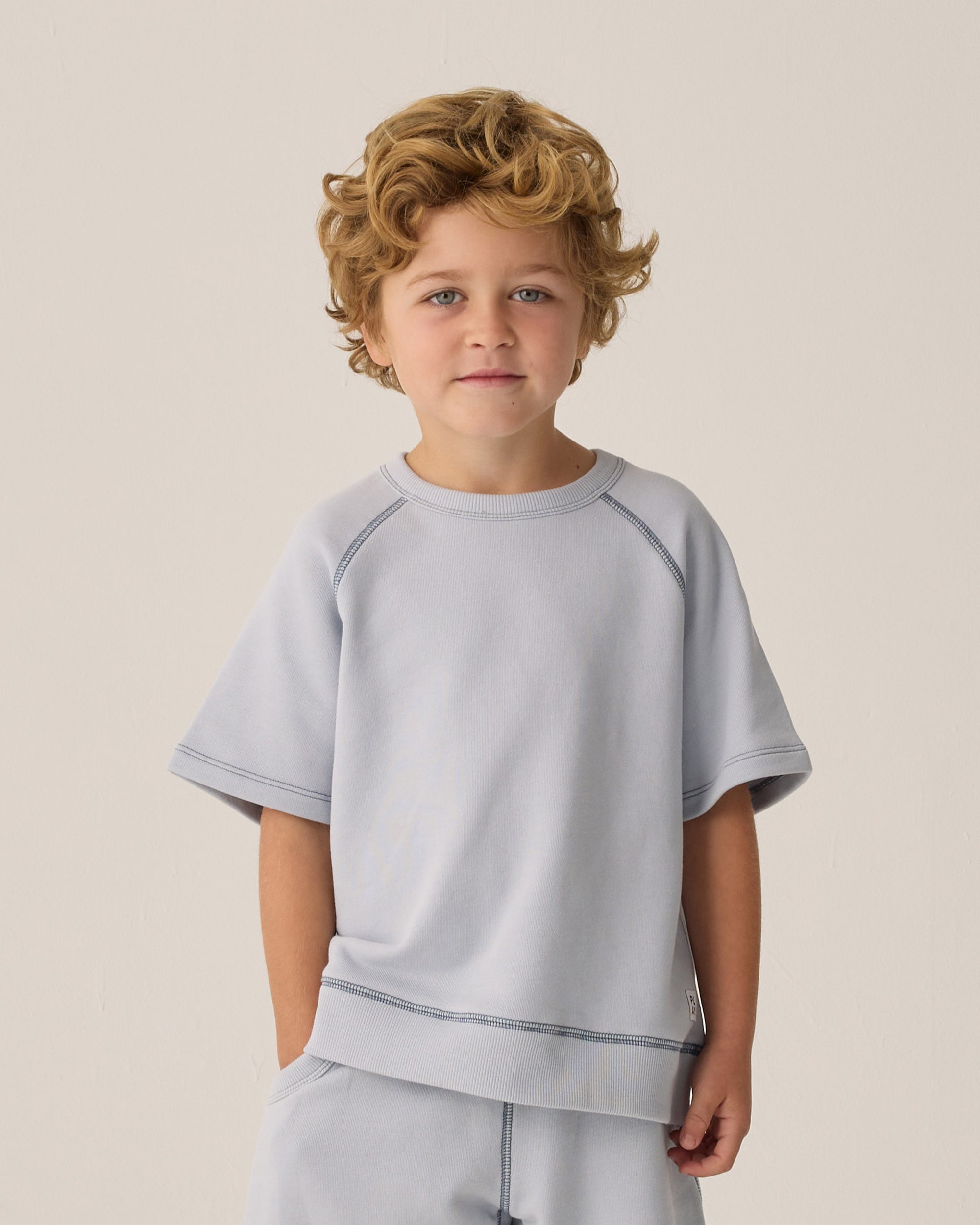 Rylee+Cru | PXP | Short Sleeve Sweatshirt | Light Blue