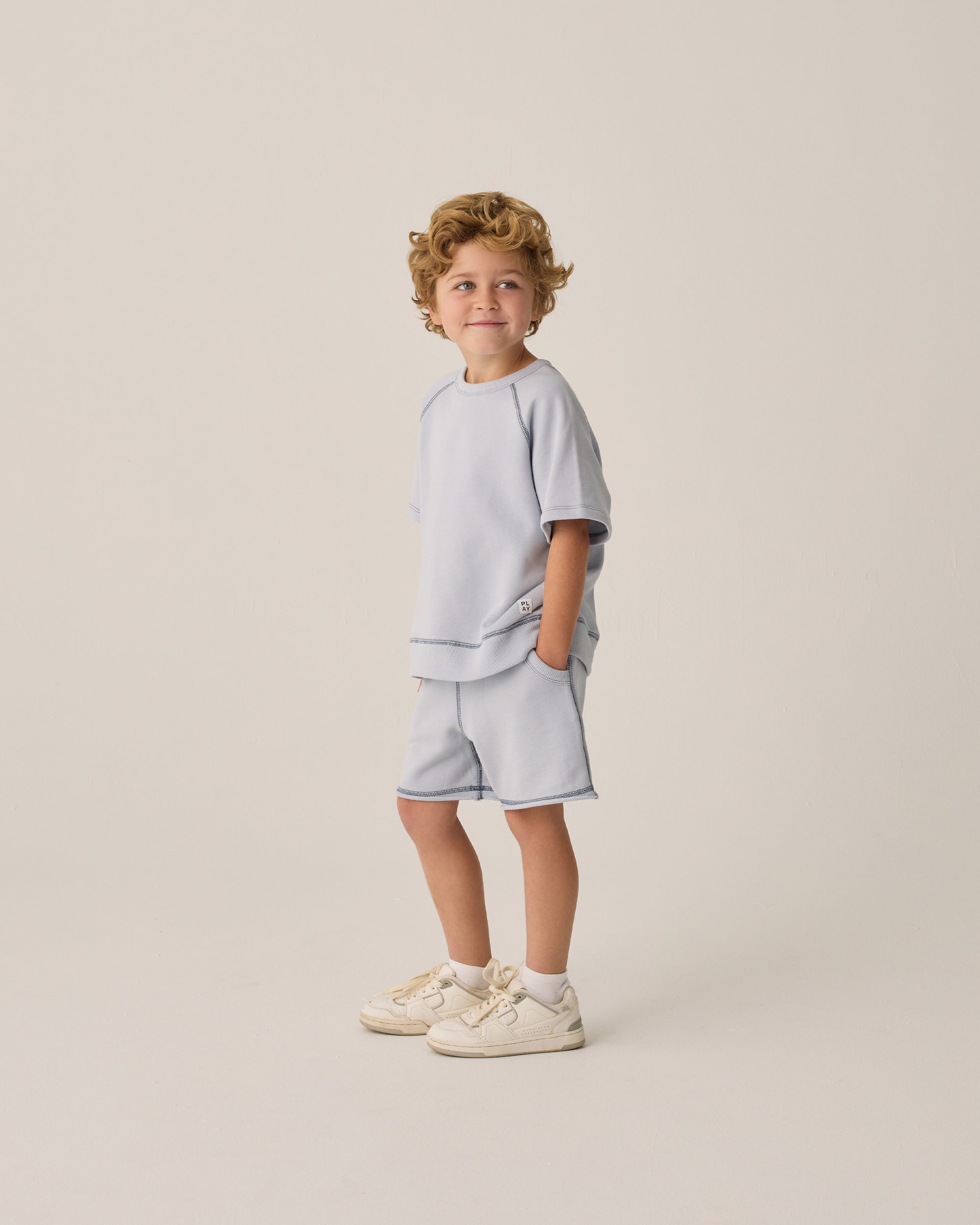Rylee+Cru | PXP | Short Sleeve Sweatshirt | Light Blue