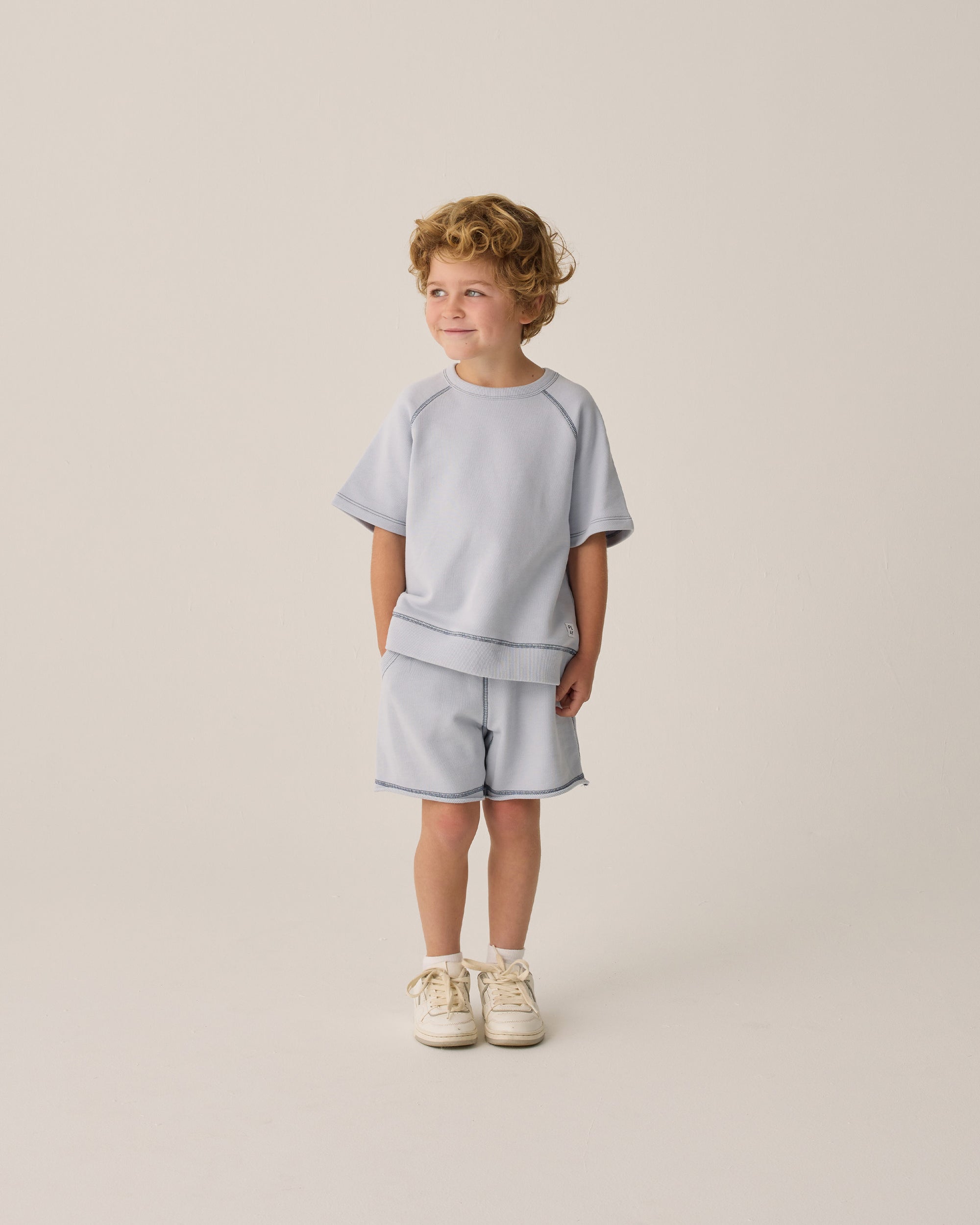 Rylee+Cru | PXP | Short Sleeve Sweatshirt | Light Blue