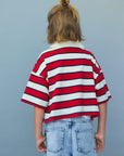 Teen Acacia Polo | Tulip Red & Midnight Stripe