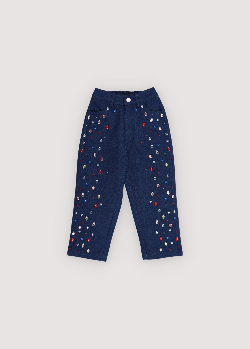 Blue Denim jeweled denim pant The New Society