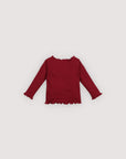 Plum, Dark Red, Long Sleeve Ribbed Blouse The New Society