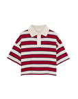 Womens Acacia Polo | Tulip Red & Midnight Stripe