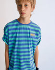 Smiley T-Shirt | Stripes Cobalto