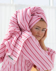 OEKO-TEX® Bath Towel | Baby Pink & Ski Patrol Red Stripe