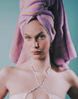 OEKO-TEX® Bath Towel | Lilac & Neon Yellow Stripe