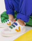Veja | SS25 | V-10 Leather Multicolour White Ouro