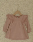 Long Sleeve Flutter Dress | Rose