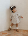 V Smocked Dress | Winter Floral