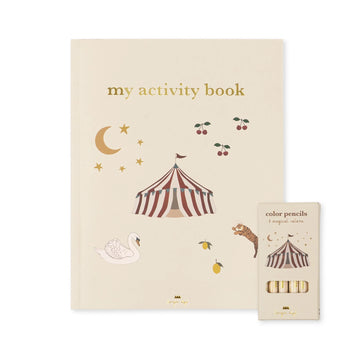 Activity book with color pencils - off white