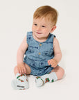 Pickles The Dog All Over Denim Baby Playsuit