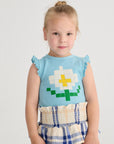 Pixel Daisy Ruffled Top
